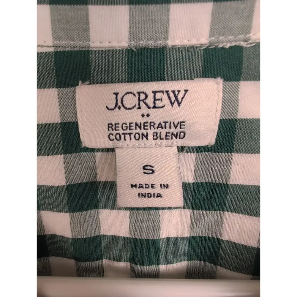 J.Crew green gingham check button up shirt Size Sm Preppy Classic Retro